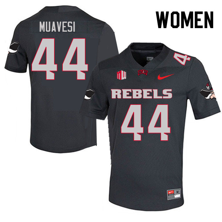 Women #44 Waisale Muavesi UNLV Rebels College Football Jerseys Stitched Sale-Charcoal